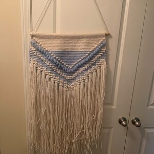 Blue and Cream Tapestry Wall Hanging